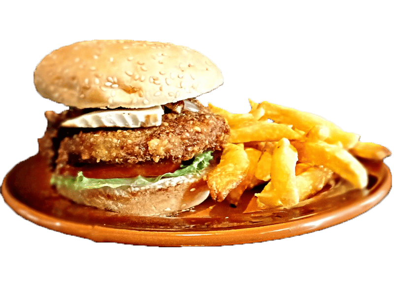 Hamburguesa con papas vegana
